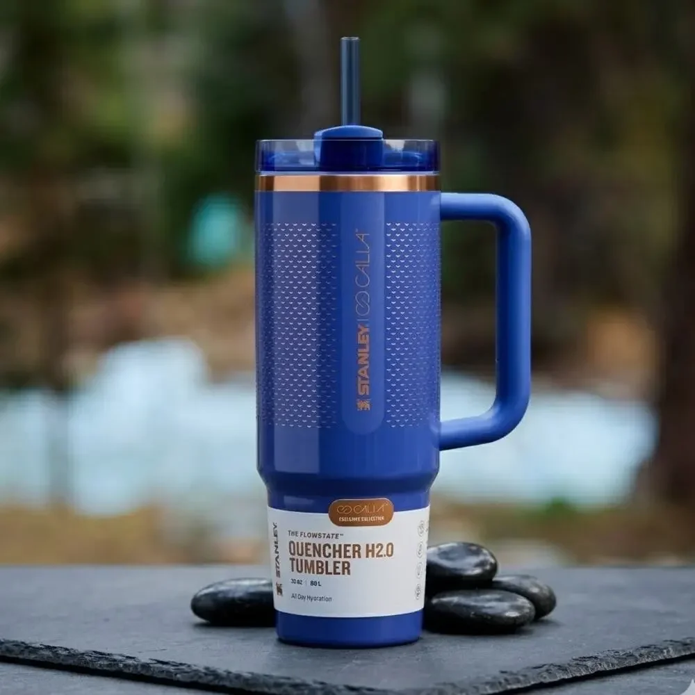 NEW Stanley Quencher H2.0 30oz Tumbler CALIA Exclusive Textured Navy Blue Cup - Picture 2 of 10